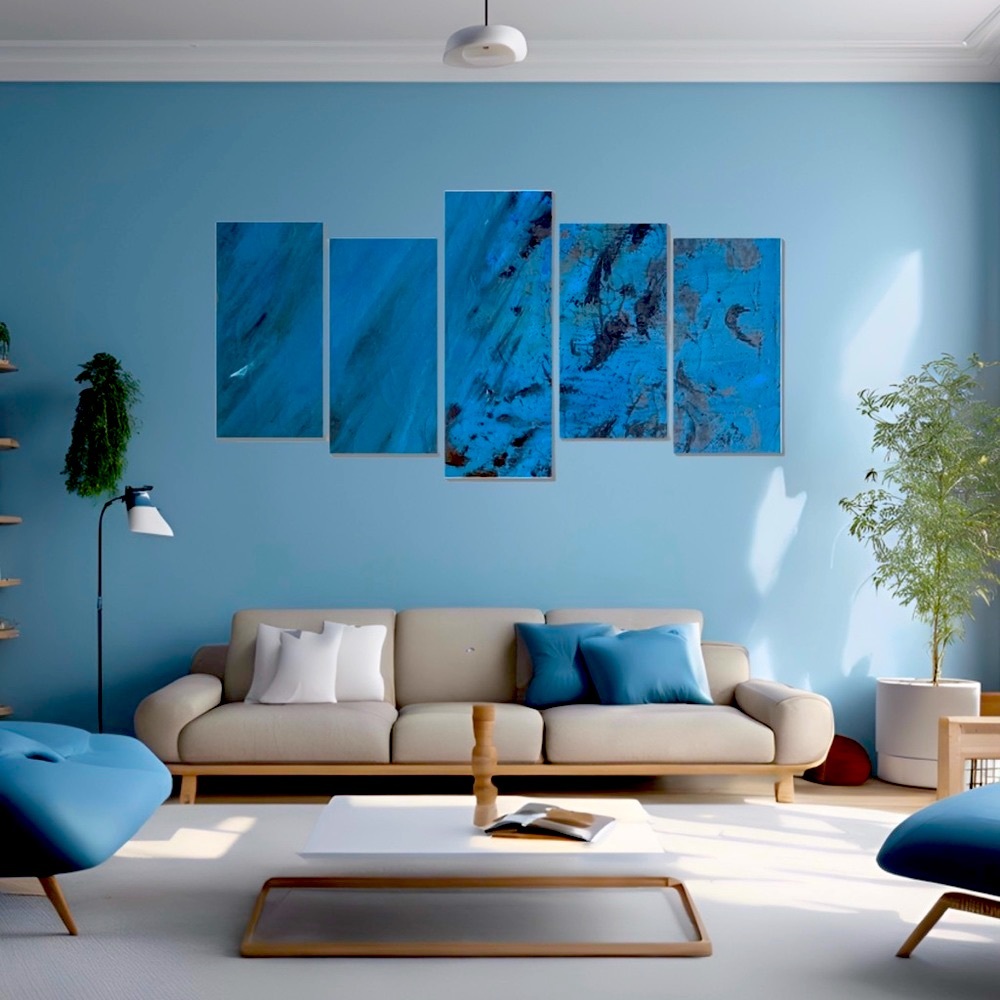 Wall hanging abstract, framed art, canvas 5 piece